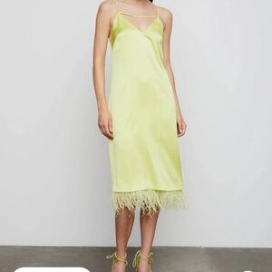NWT Bailey 44 Leilani Feather Slip Dress In Mimosa $248 xs